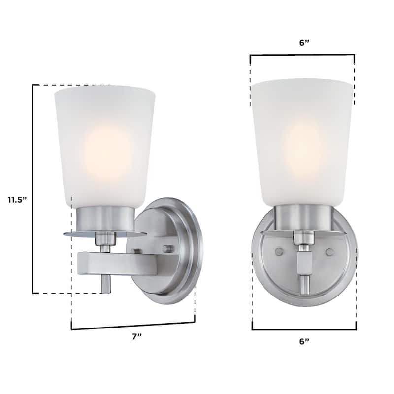 Westinghouse Lighting Reynaldo One Light Wall Fixture, Brushed Nickel Finish, Frosted Glass - 1-Light