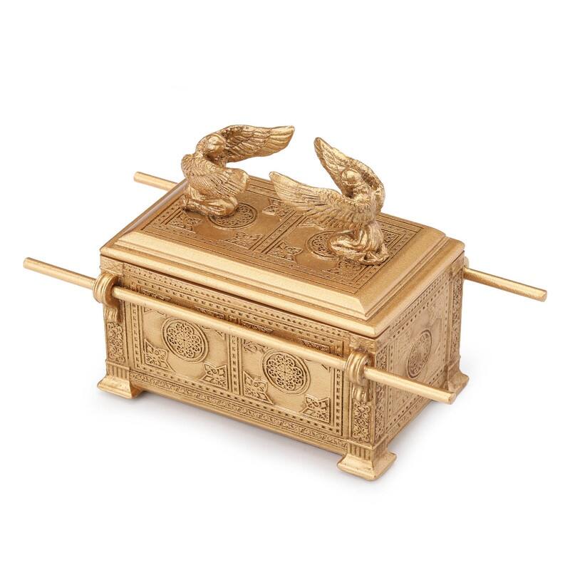 4.72 inches Width Polyresin Ark of the Covenant Trinket Box with Holy Relic Multicolor Finish Figurine