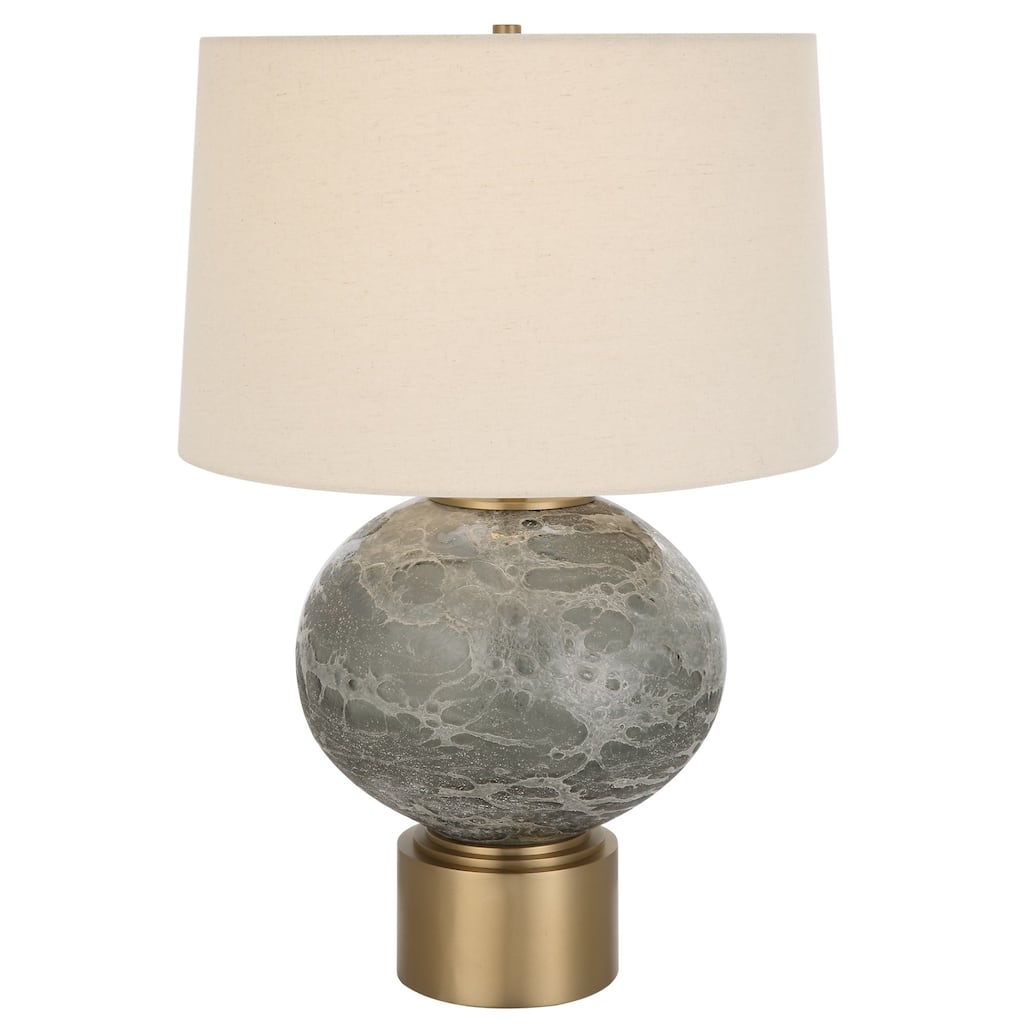 Textured Glass Table Lamp with Tapered Shade - 25" - Gray and Beige