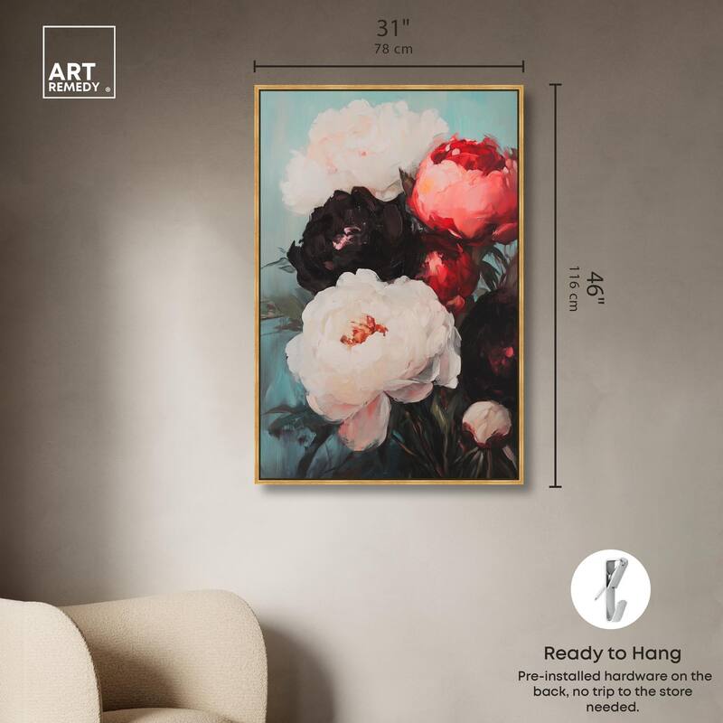 Three Shades of Peony II Canvas by Art Remedy