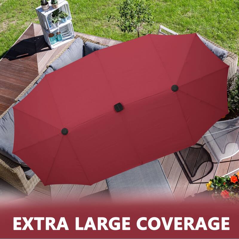 Autlaycil 13 ft Patio Umbrella with Crank Outdoor Umbrella with Base