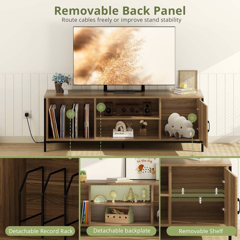 Modern TV Stand for 65 Inch TV, Mid-Century Media Console with Storage