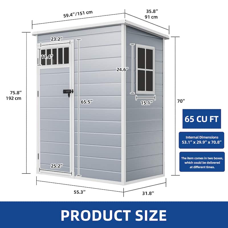 5x3FT Outdoor Storage Shed