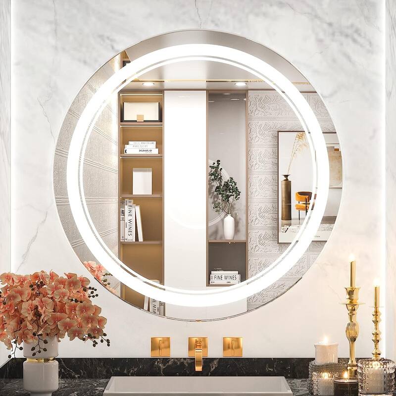 TETOTE Round LED Bathroom Vanity Wall Mounted Mirror On Sale Bed