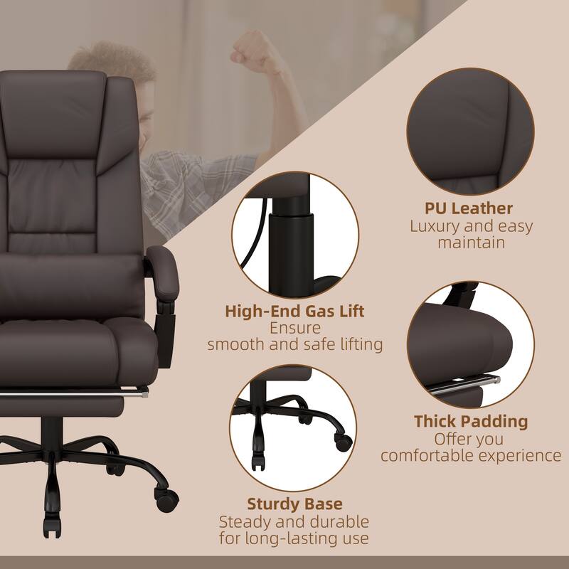 High Back Vibration Massage Office Chair Reclining Office Chair with Hight Adjustable Footrest and Remote, for Office