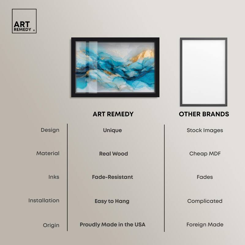 Ethereal Blue and Gold Shadowbox by Art Remedy