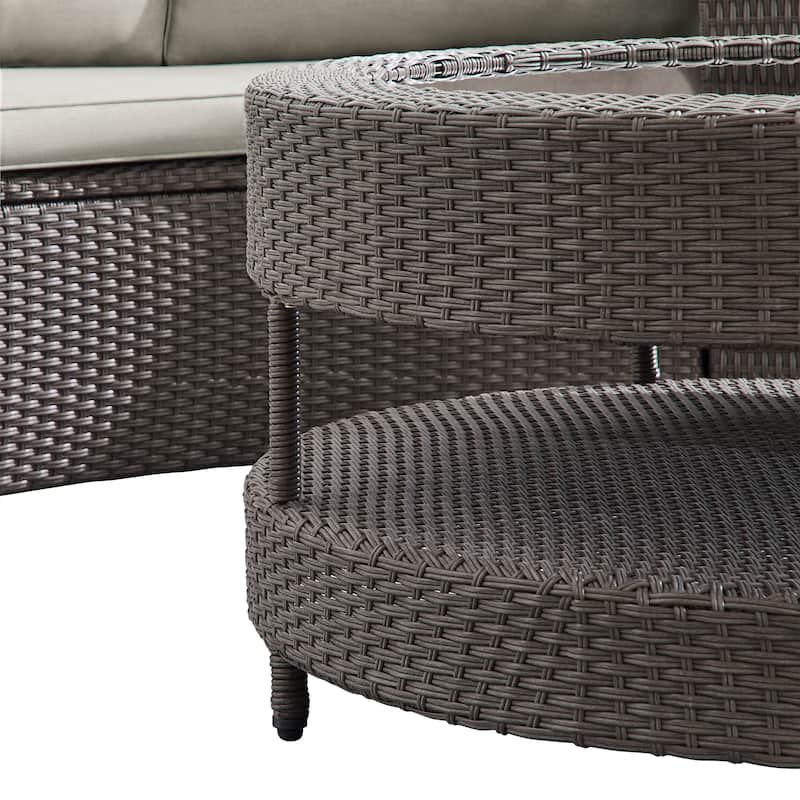 Corvus Fiji Half Round 8-piece Outdoor Wicker Sectional Curved Sofa Set