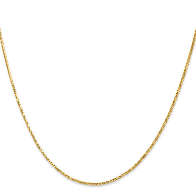 Curata Women's 14k Yellow Gold 1.5mm Sparkle-Cut Wheat Chain Anklet- 10 Inch