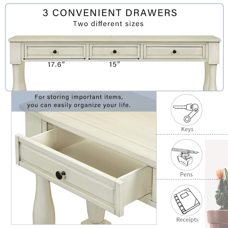 Console Table with Drawers and Shelf