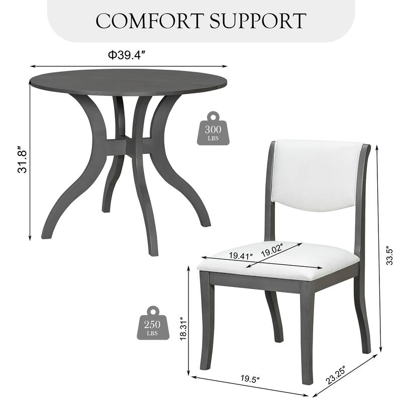 Breakfast Nook Round Dining Table Set with 2 Upholstered Side Chairs
