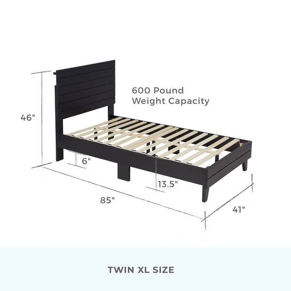 dimension image slide 12 of 18, Brookside Mabel Shiplap Platform Bed Frame with Headboard