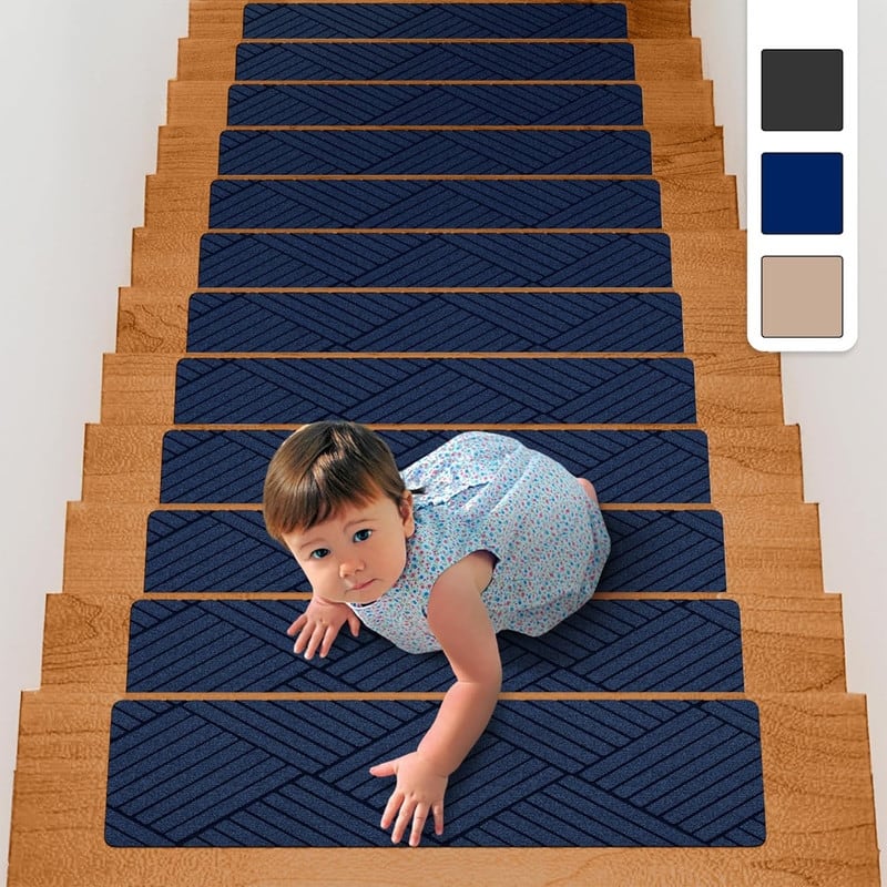 Non Slip Stair Treads for Wooden Steps Indoor,15 Set,Blue - 6' x 7 ...