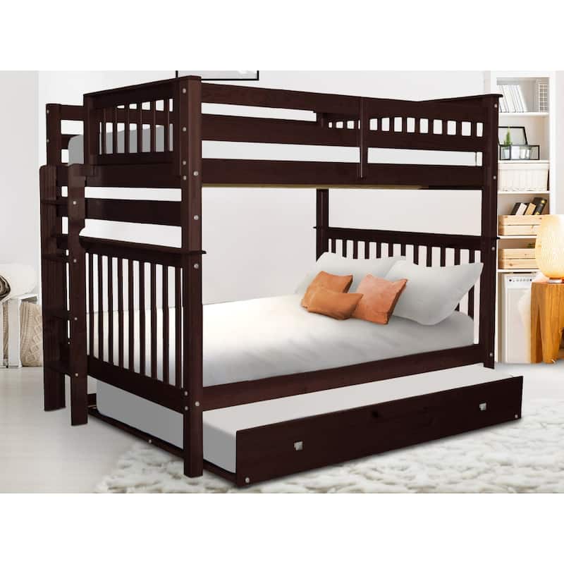 Taylor & Olive Trillium Full over Full Bunk Bed, Full Trundle - Dark Cherry