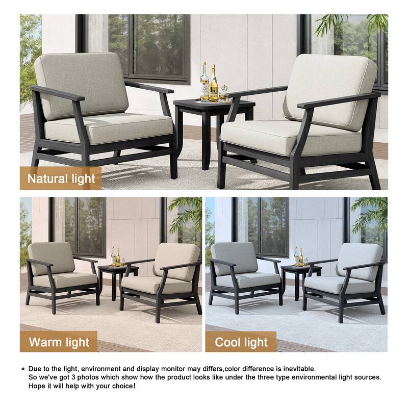 Teak Outdoor Bistro Set with Weather-Resistant Cushions (3-Piece Set)