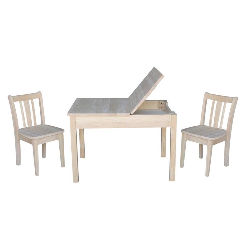 Kids Table with Lift Up Top and 2 San Remo Juvenile Chairs - 3 Piece Set