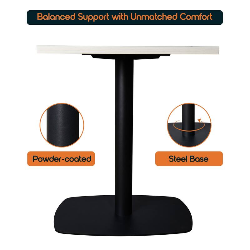 Vail Square Dining Table with 24 in. MDF Tabletop in Black Stainless Steel Square Base Accent Kitchen Table