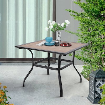 Outdoor Square Wood-like Dining table with 1.57" Umbrella Hole