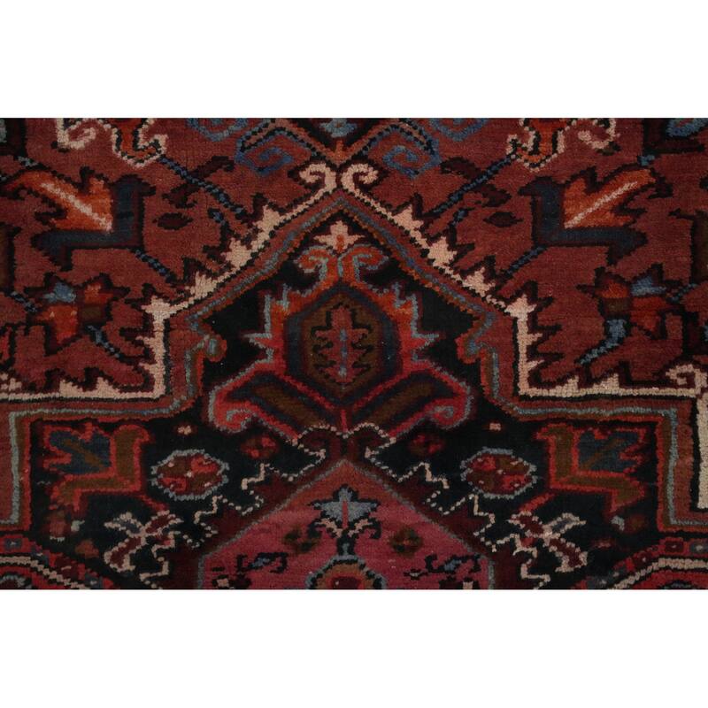 Hand Knotted Oriental 100% Wool Carpet Traditional Medallion Oranges & Rust Heriz Area Rug - 9' 4'' X 7' 2''