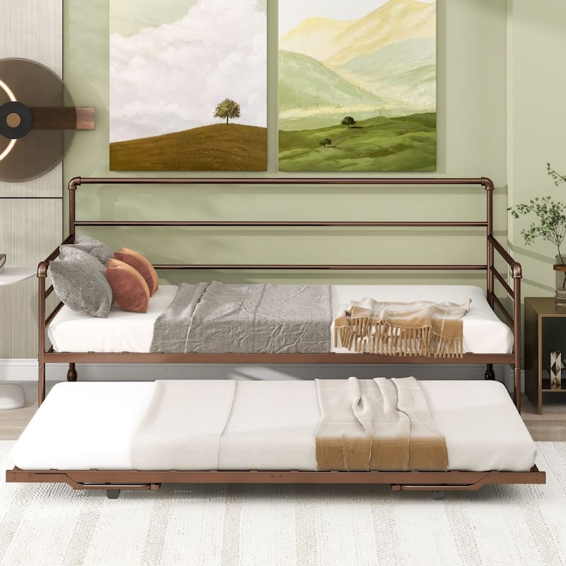 Twin Daybed with Trundle,Day Bed with Trundle Bed Twin,Pop Up Trundle Bed