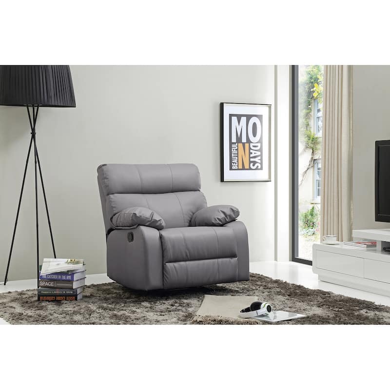 Faux Leather Upholstered Reclining Chair with Padded Arms - 39" - Gray