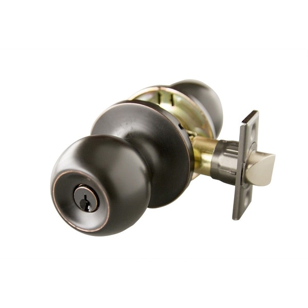 Design House 727164 Bay Reversible Keyed Entry Door Knob Set with 6-Way Latch - Oil Rubbed Bronze