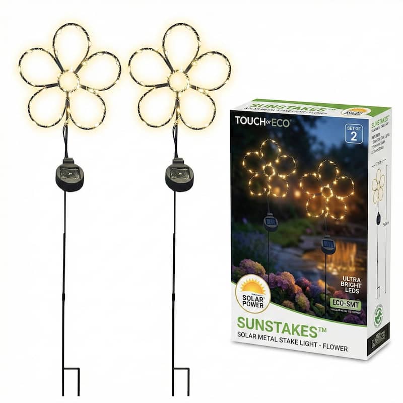 Outdoor Solar Powered LED Decorative Garden Stake Light - 2 Pack White Flower - 2 Pack - 2 Pack