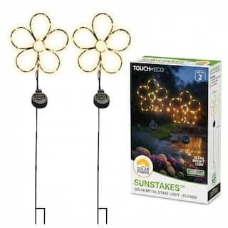 Outdoor Solar Powered LED Decorative Garden Stake Light - 2 Pack White Flower - 2 Pack