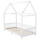 preview thumbnail 13 of 15, Twin Size Solid Wood House Bed with Guardrail, LED, and Roof for Kids