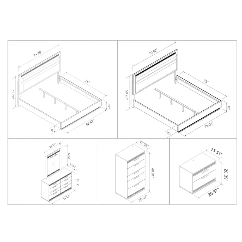 Somette Modern Gloss White 2-Drawer Night Stand