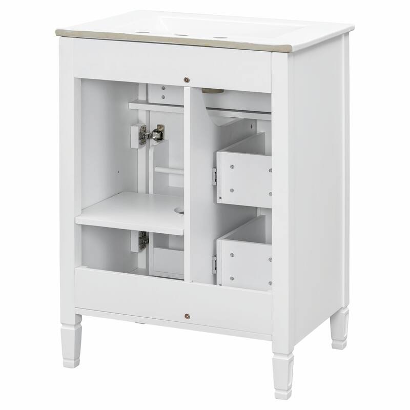 24-Inch Bathroom Vanity with Sink, Solid Wood and MDF Cabinet