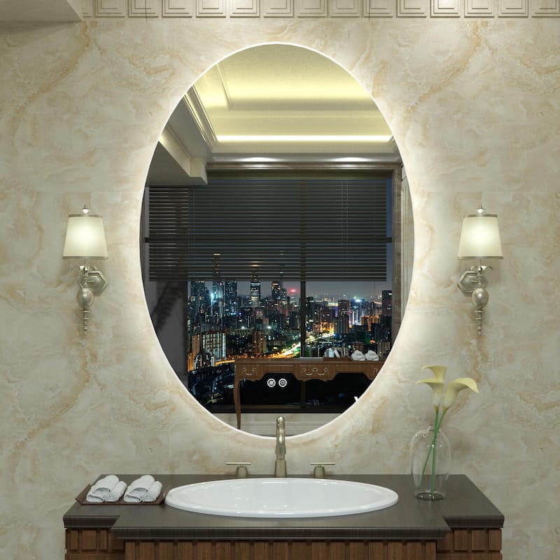 KIOTEE Oval Backlit LED Lighted Anti-Fog Bathroom Vanity Mirror with ETL and 3-Year Warranty - 36x24