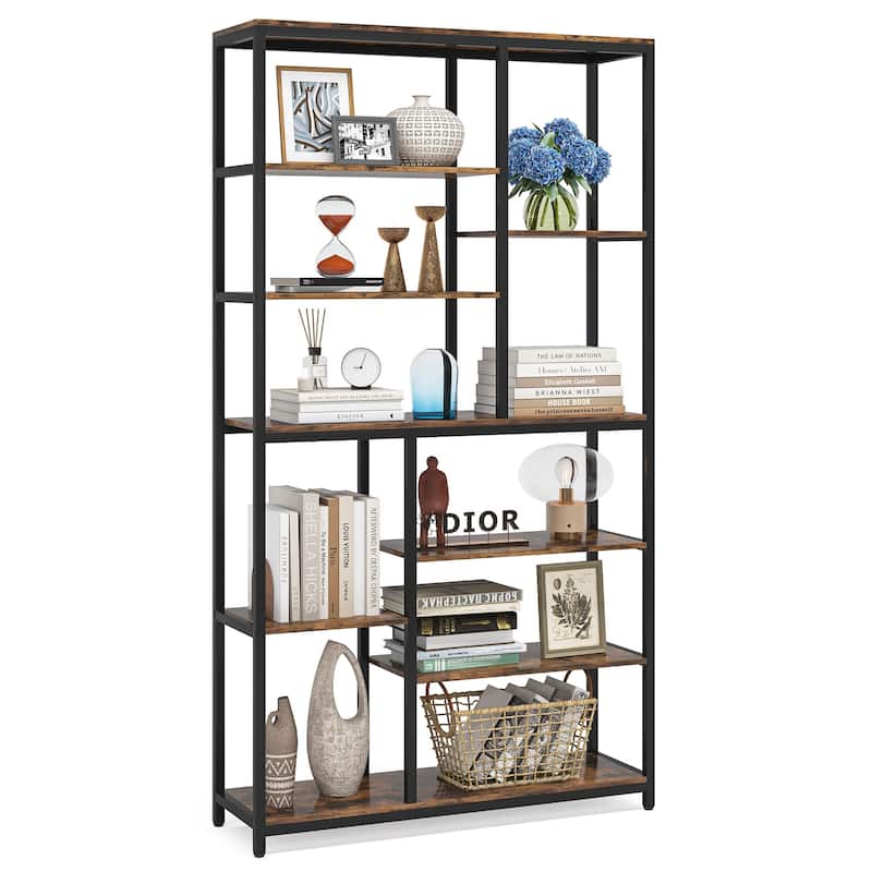 79 inches Tall Bookshelf Bookcase, Modern 8-Tier Staggered Bookcase
