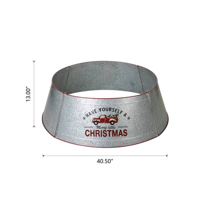 Glitzhome 40.5"D Galvanized Metal Christmas Truck Tree Collars
