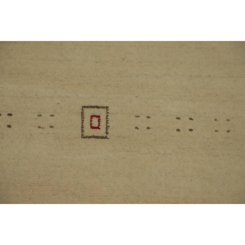 Hand Knotted Oriental 100% Wool Carpet Tribal Animal Pictorial Beige & Ivories Gabbeh Area Rug - 7' 8'' X 5' 7''