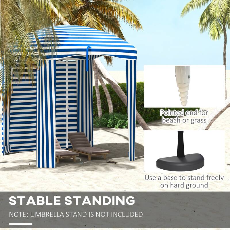 Outsunny 5.9' x 5.9' Portable Beach Umbrella, Ruffled Outdoor Cabana with Single-top, Vented Windows, Sandbags