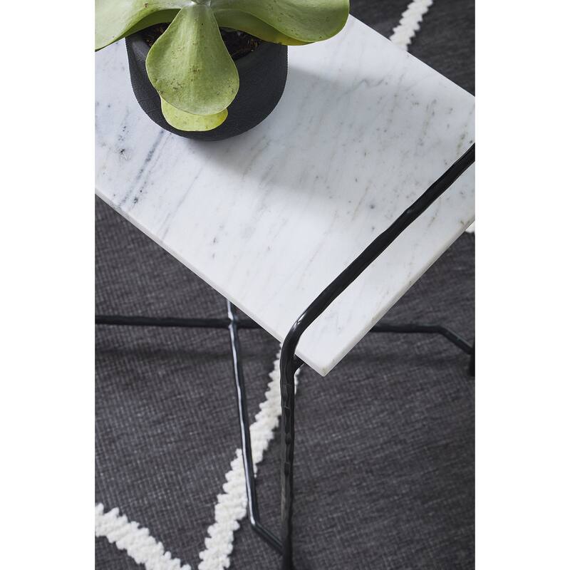 Signature Design by Ashley Ashber White/Black Accent Table - 22" W x 13" D x 22.25" H