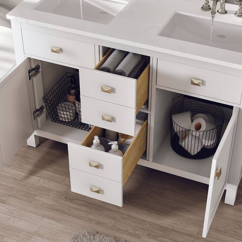 Totti Artemis 48" White DS Bath Vanity with Engineered countertop - 48