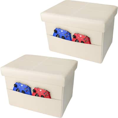 2pc Ottoman Folding Storage Ottoman