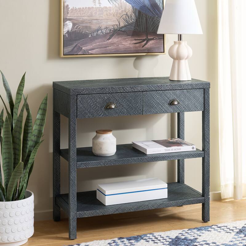 SAFAVIEH Iza Light Natural Raffia/ Gold Console Table - 31" W x 14" L x 30" H - 31"W x 14"D x 30"H