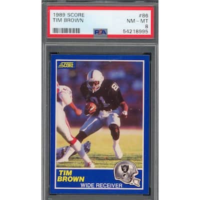 Tim Brown 1989 Score Football Rookie Card RC #86 Graded PSA 8 - 8'6" x 11'6"