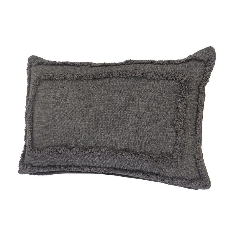 HomeRoots 16" X 24" Dark Gray 100% Cotton Geometric Zippered Pillow