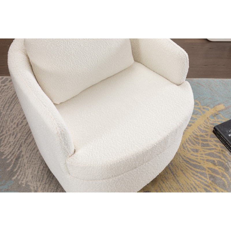 30.3" Swivel Accent Chair with Wood Base
