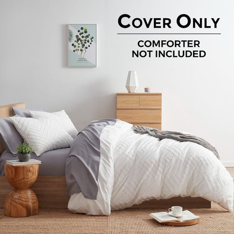 Nestl Boho Tufted Embroidery Double Brushed Duvet Cover with Button Closure