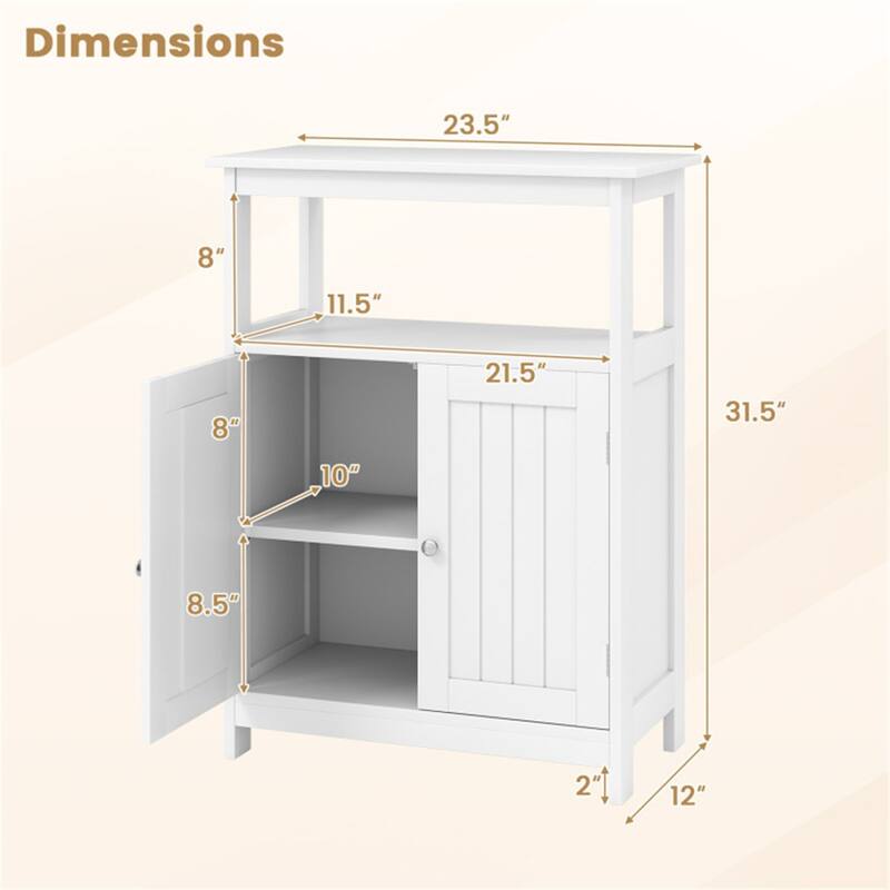 Modern Wooden Freestanding Floor Cabinet with Adjustable Storage Shelf for Bathroom or Living Room - 23.5" x 12" x 31.5"