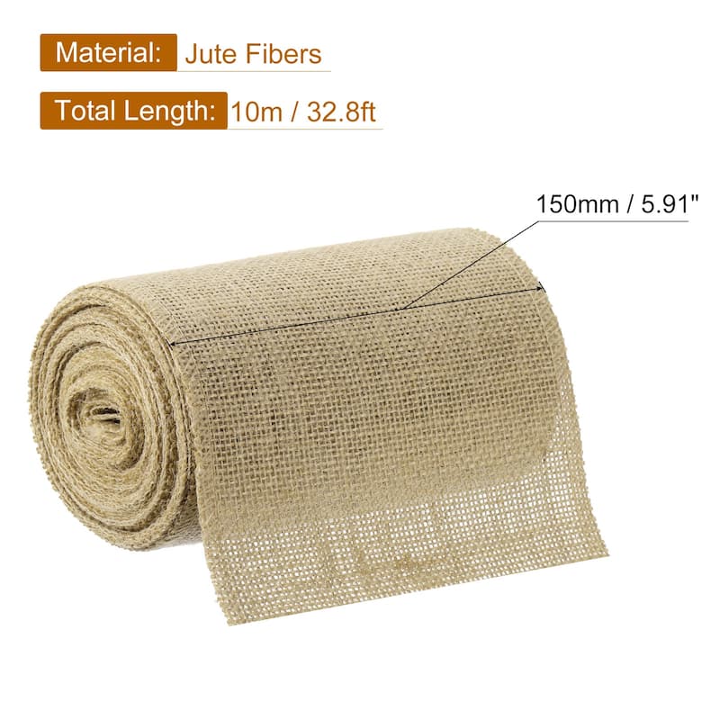 10 Yards Natural Burlap Ribbon Jute Burlap Wired Ribbon Rustic Ribbon - Natural Color - 6 inch