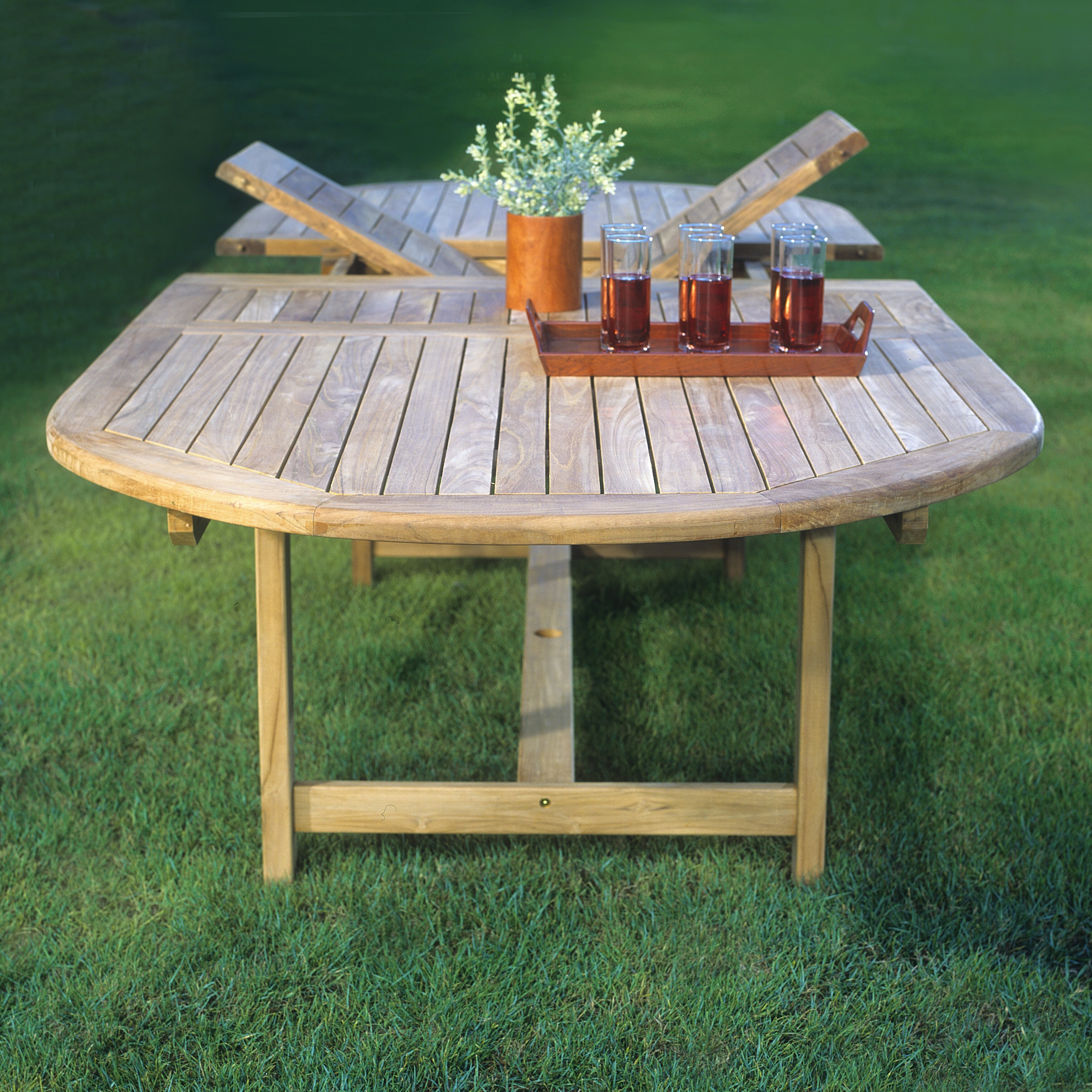 Large round best sale teak garden table