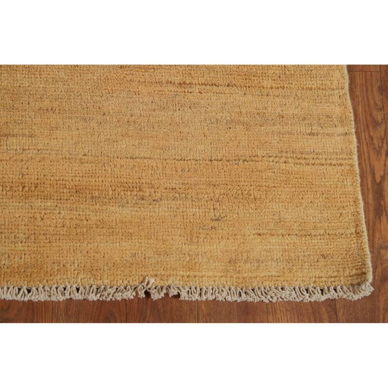 Yellow Modern Gabbeh Oriental Foyer Rug Hand-Knotted Wool Carpet - 3'4"x 4'11"