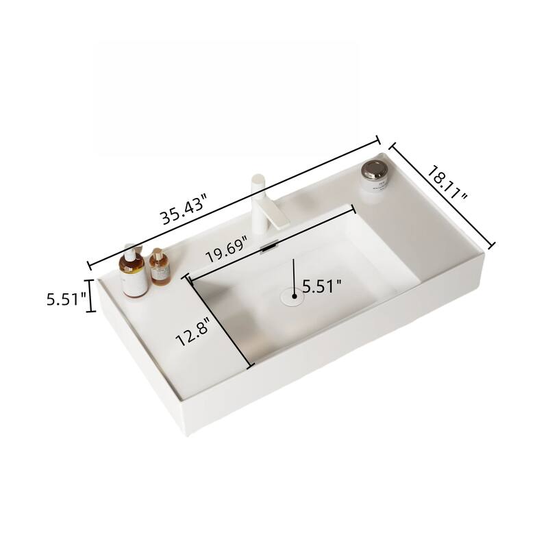 Premium Acrylic Integrated Basin Bathroom Vanity with Raised Waterproof Countertop and Convenient Storage Space