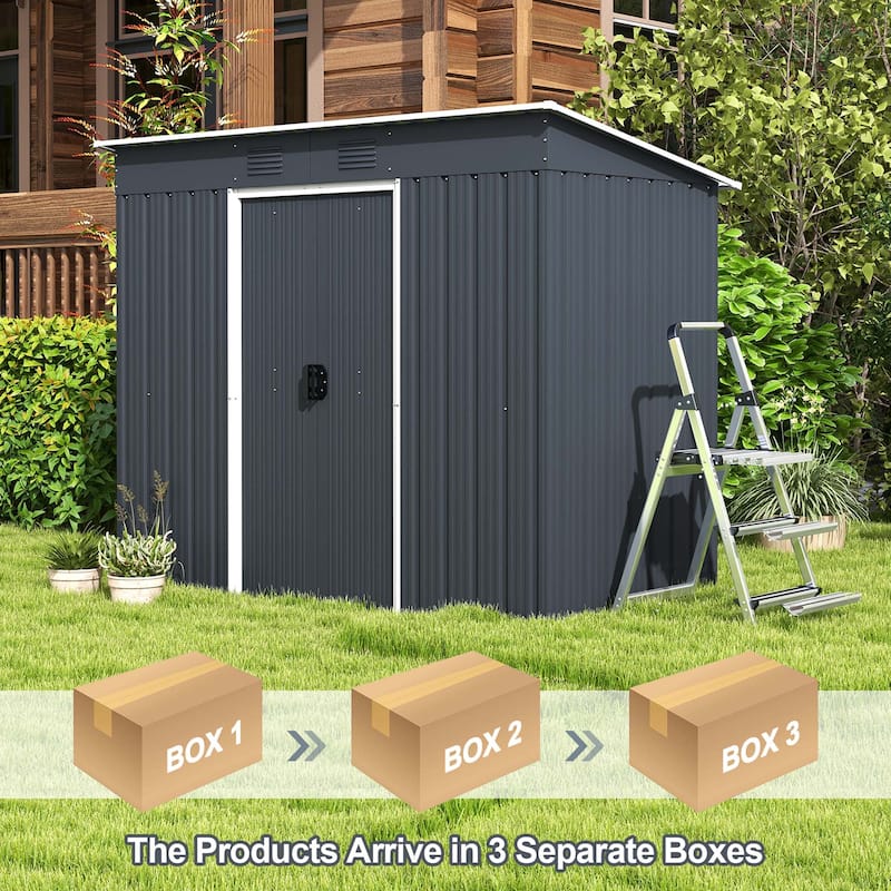 Costway 3.6' x 7.1' Outside Garden Storage Shed Tool House with Ground - See Details