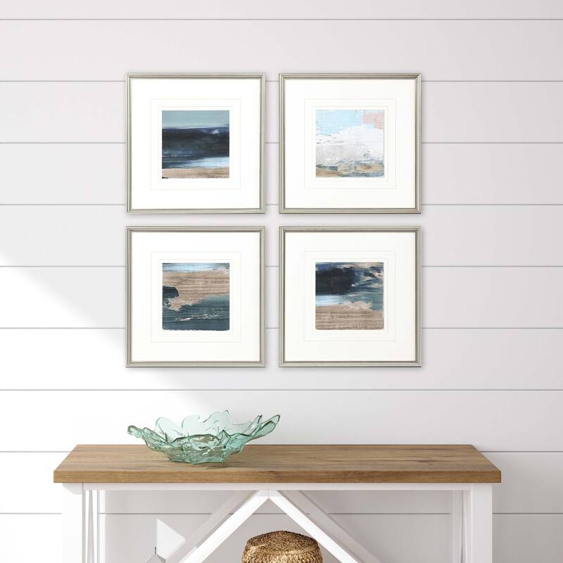 Rustic Mosaic S/4 Framed Art Giclee Under Glass - Blue